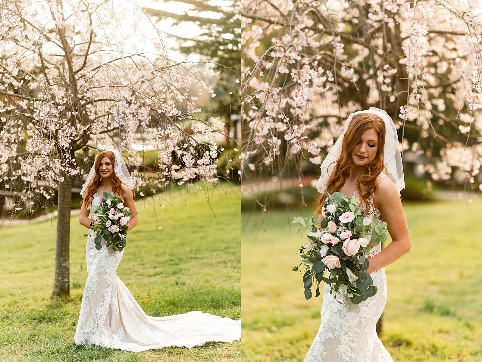 Bride with large bouquet of flowers by Richmond Elopement Photographer