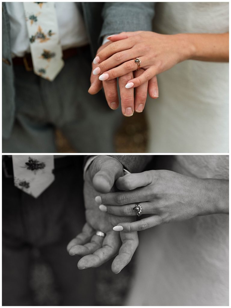 Bride and groom wedding rings by Hannah Louise Photography