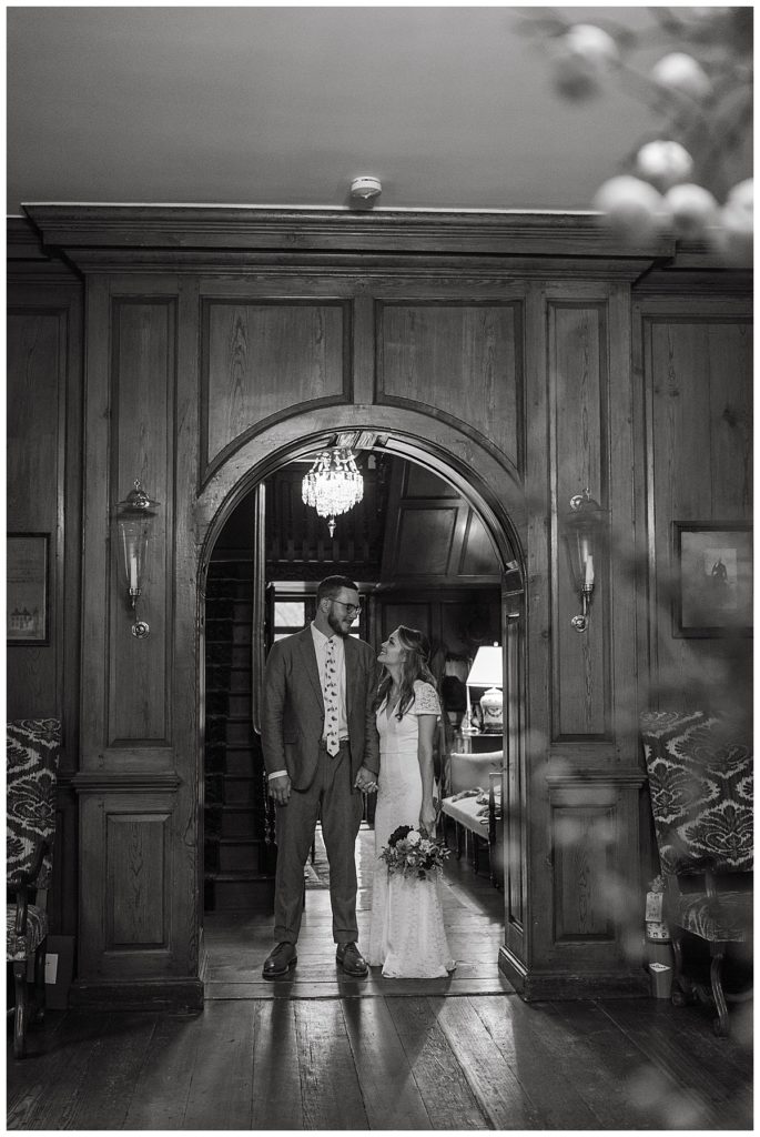bride and groom in home by Hannah Louise Photography