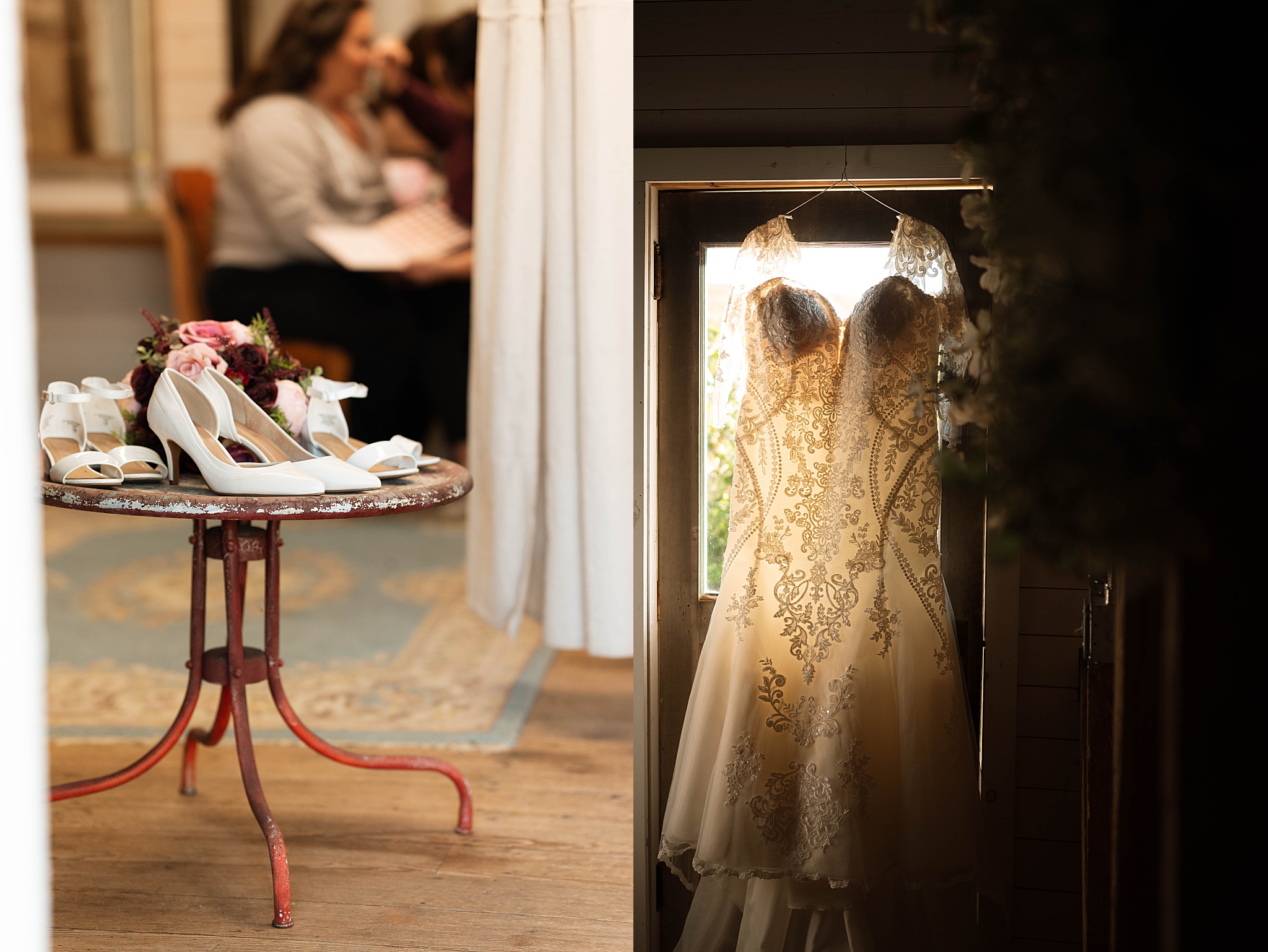 dress and shoe details for wedding by Hannah Louise Photo